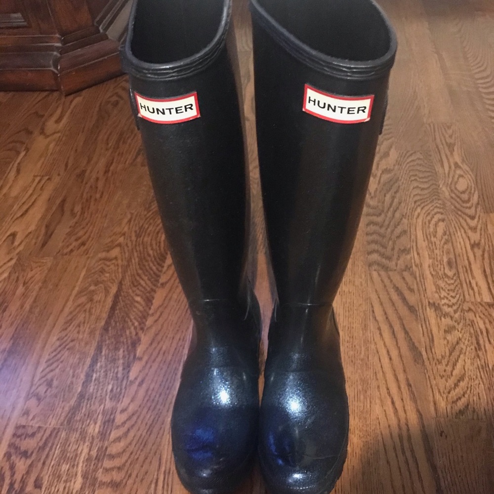 Hunter Navy Blue Sparkle Rainboots